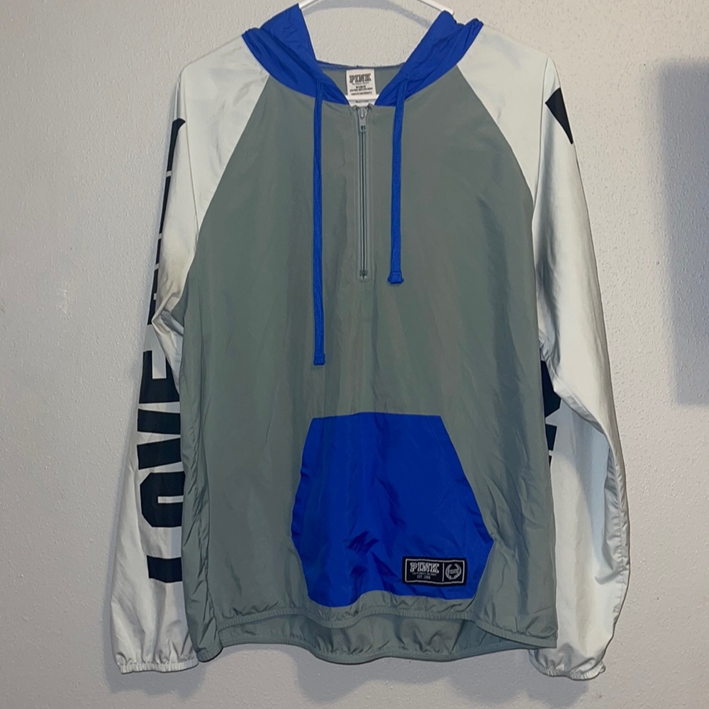 blue color block PINK windbreaker
